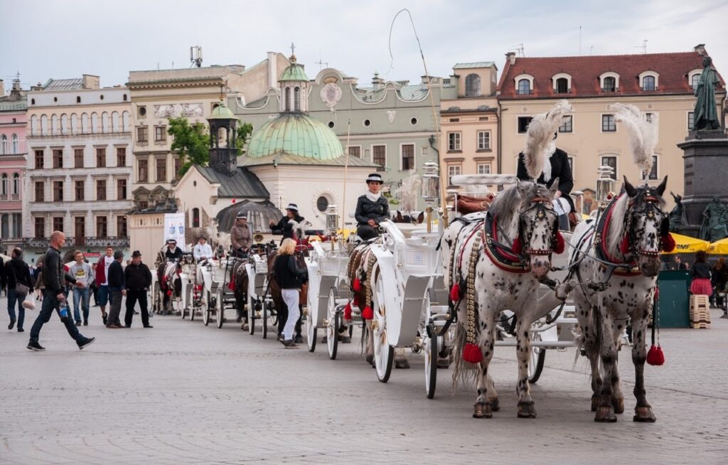 Krakow - horse carriages on Market Square